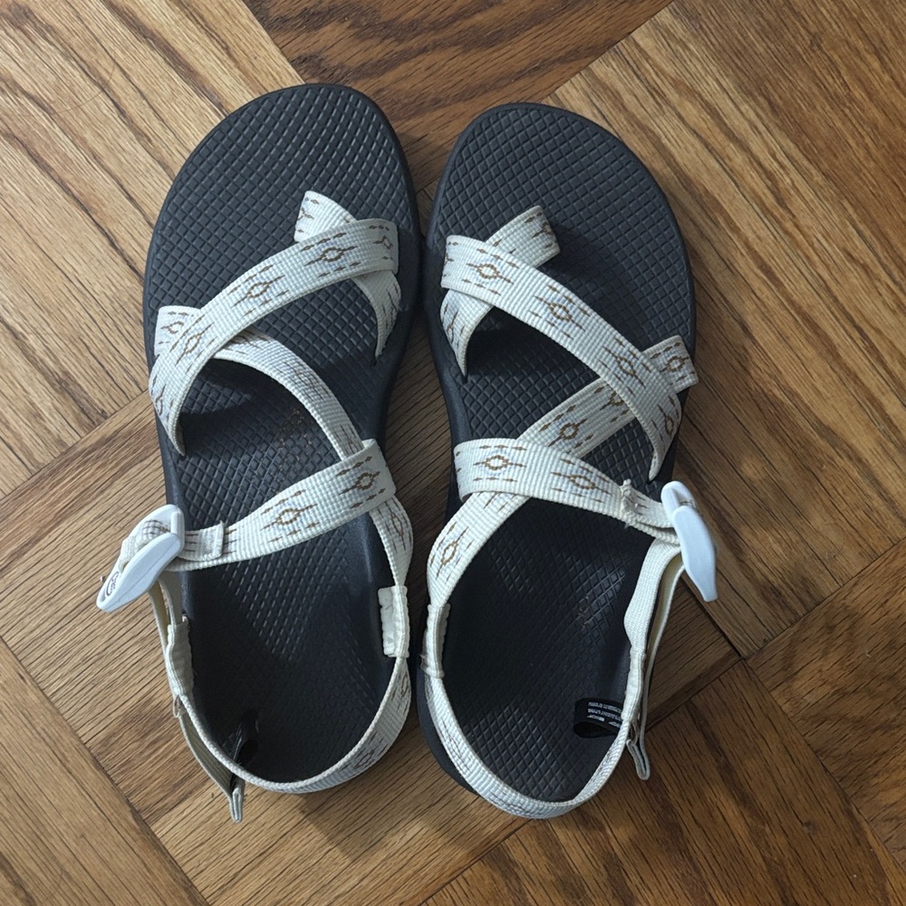 Chaco Beige and Black Strappy Sandals